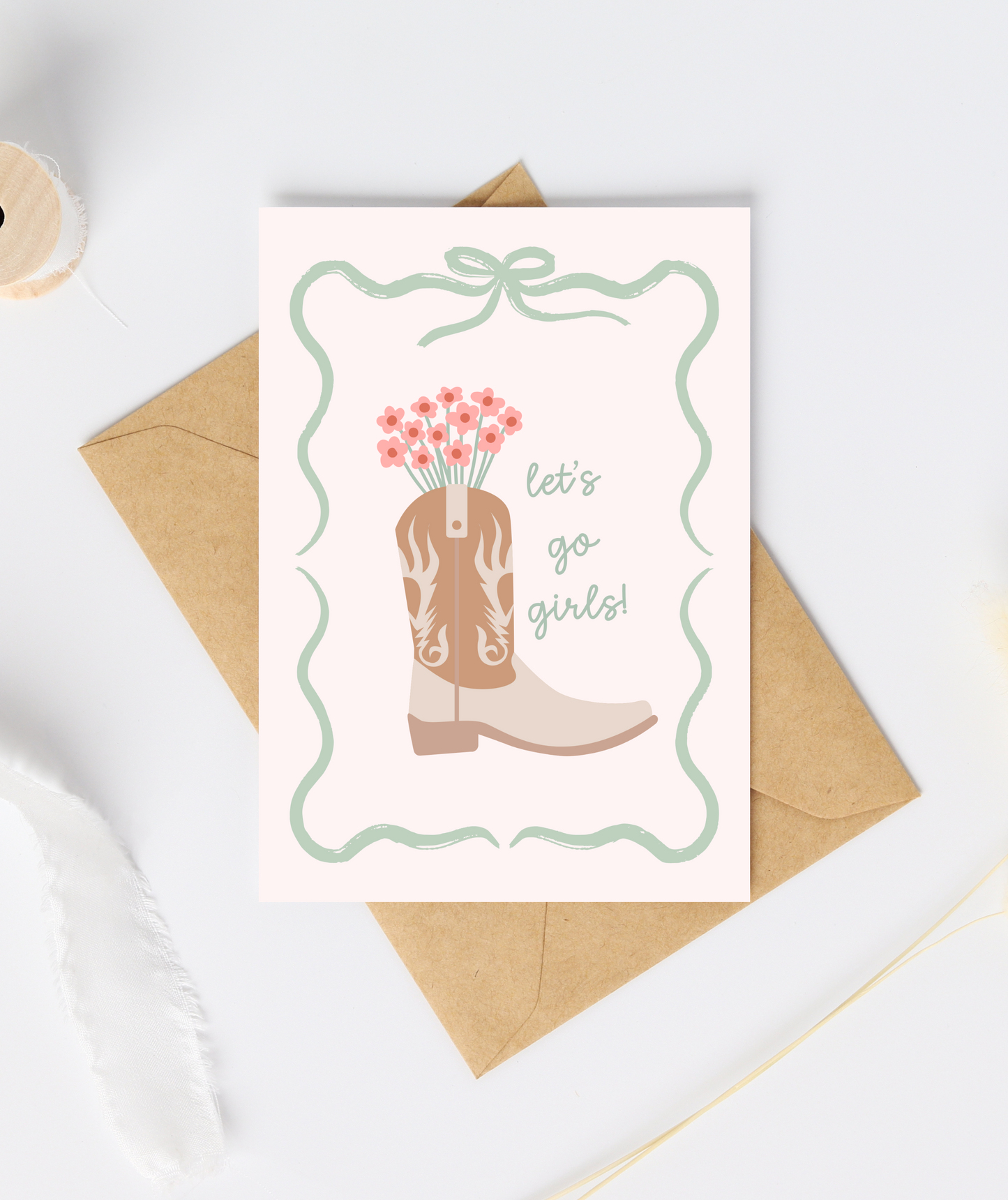 Let's Go Girls Cowgirl Greeting Card