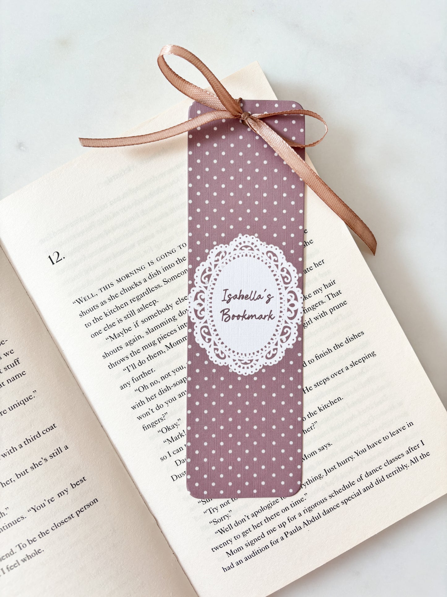 Vintage Brown Personalised Name Bookmark