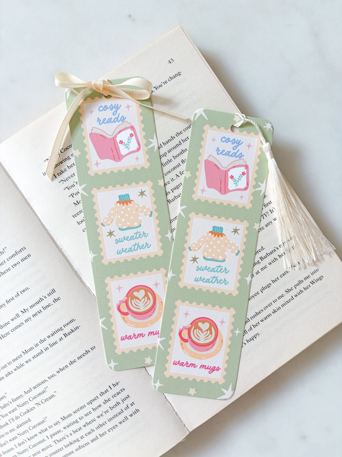 Cute Cozy Season Stamps Bookmark | Sweater Weather Bookmark