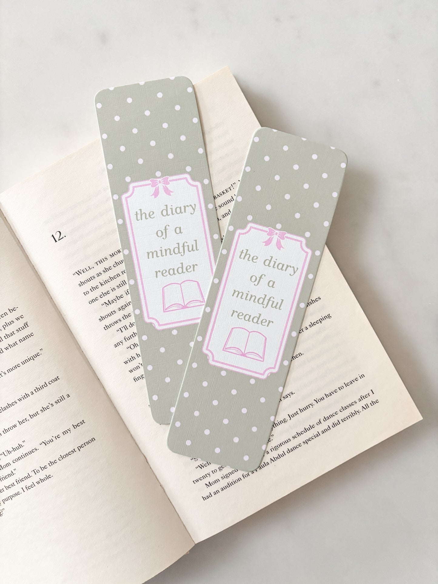 Green Dairy Of A Mindful Reader Polka Dot Bookmark | Mindful Readers Club