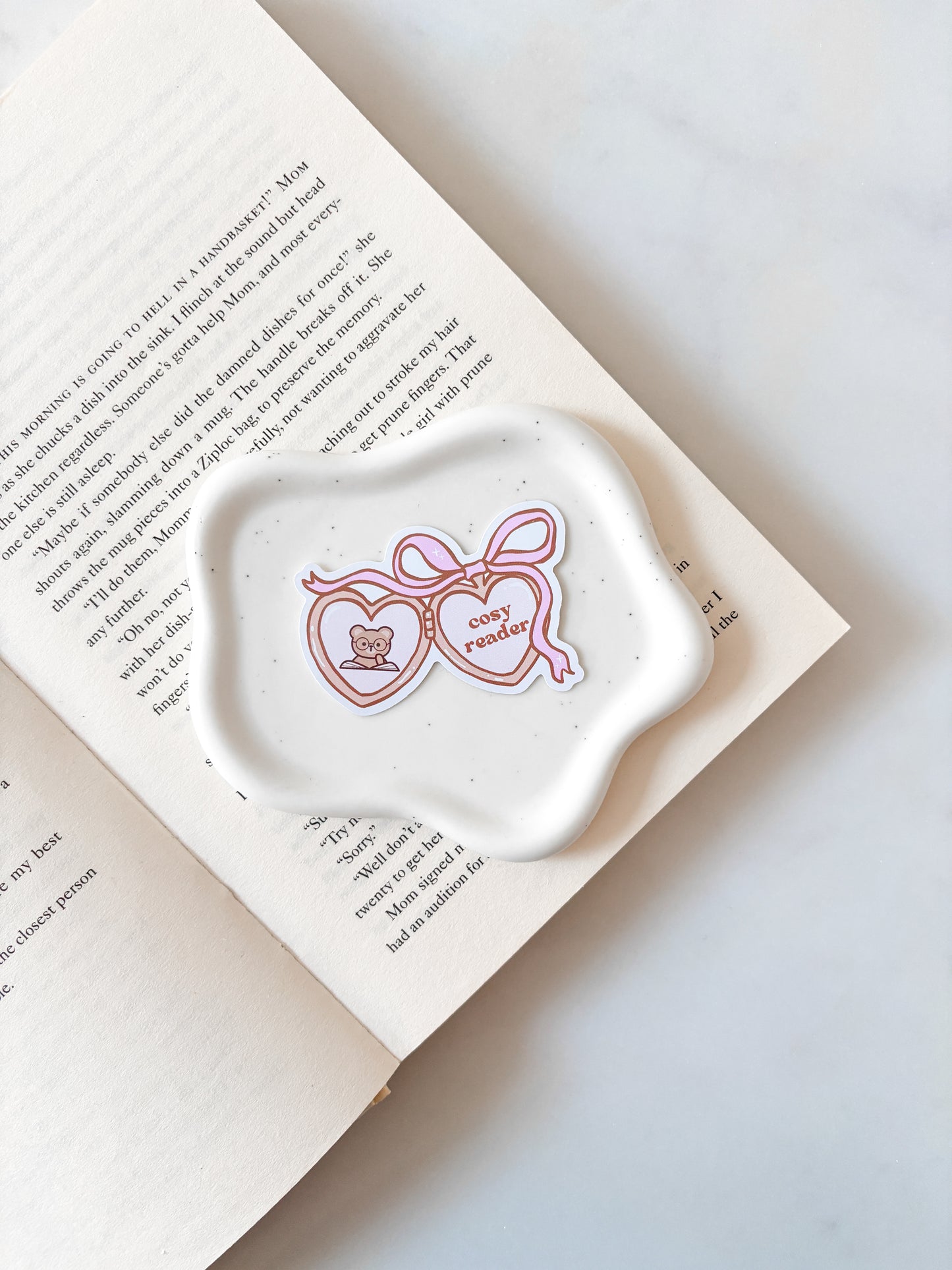 Cosy Reader Coquette Locket Sticker