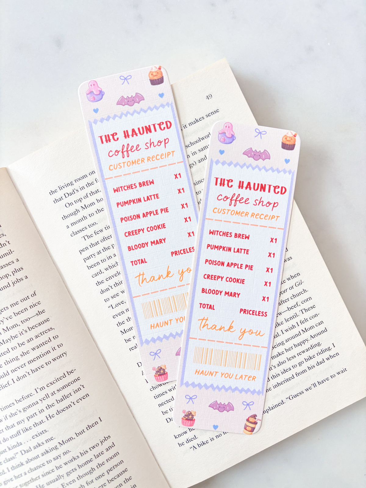 The Haunted Coffee Shop Receipt Bookmark | Spooky Bookmark