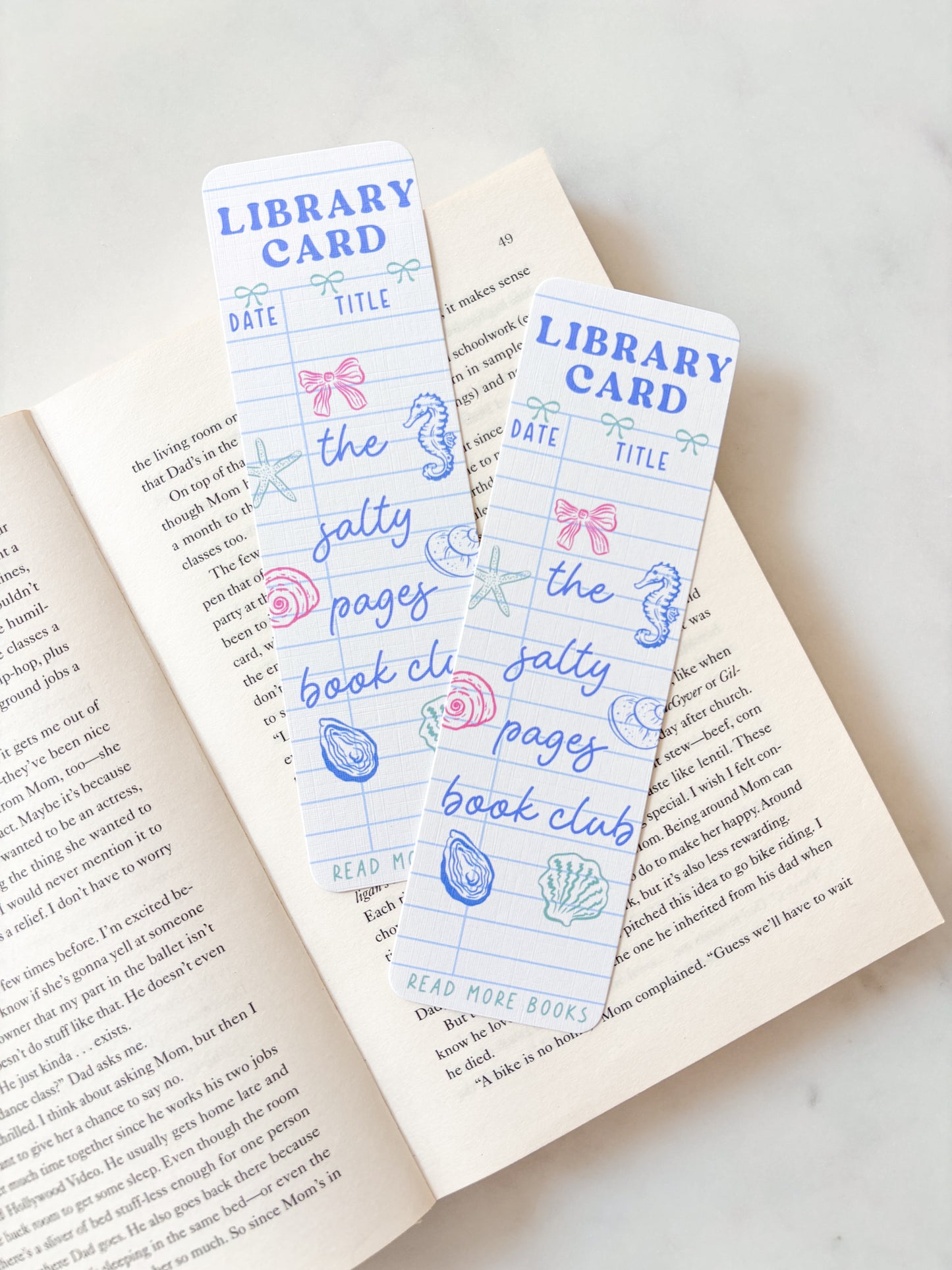 Salty Pages Book Club Library Card Bookmark