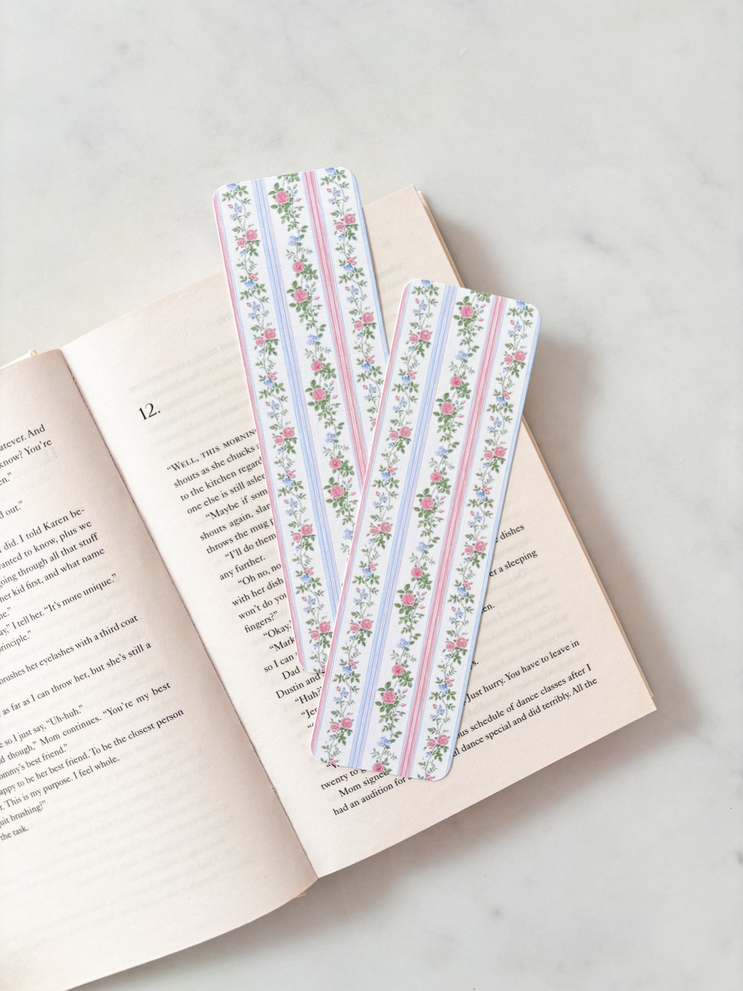 Blue Floral Roses Wallpaper Bookmark