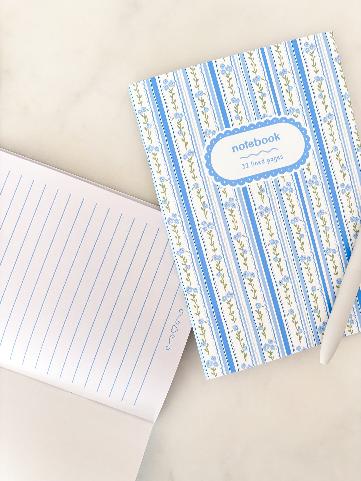 Blue Floral Notebook | A5 Lined Composition Book