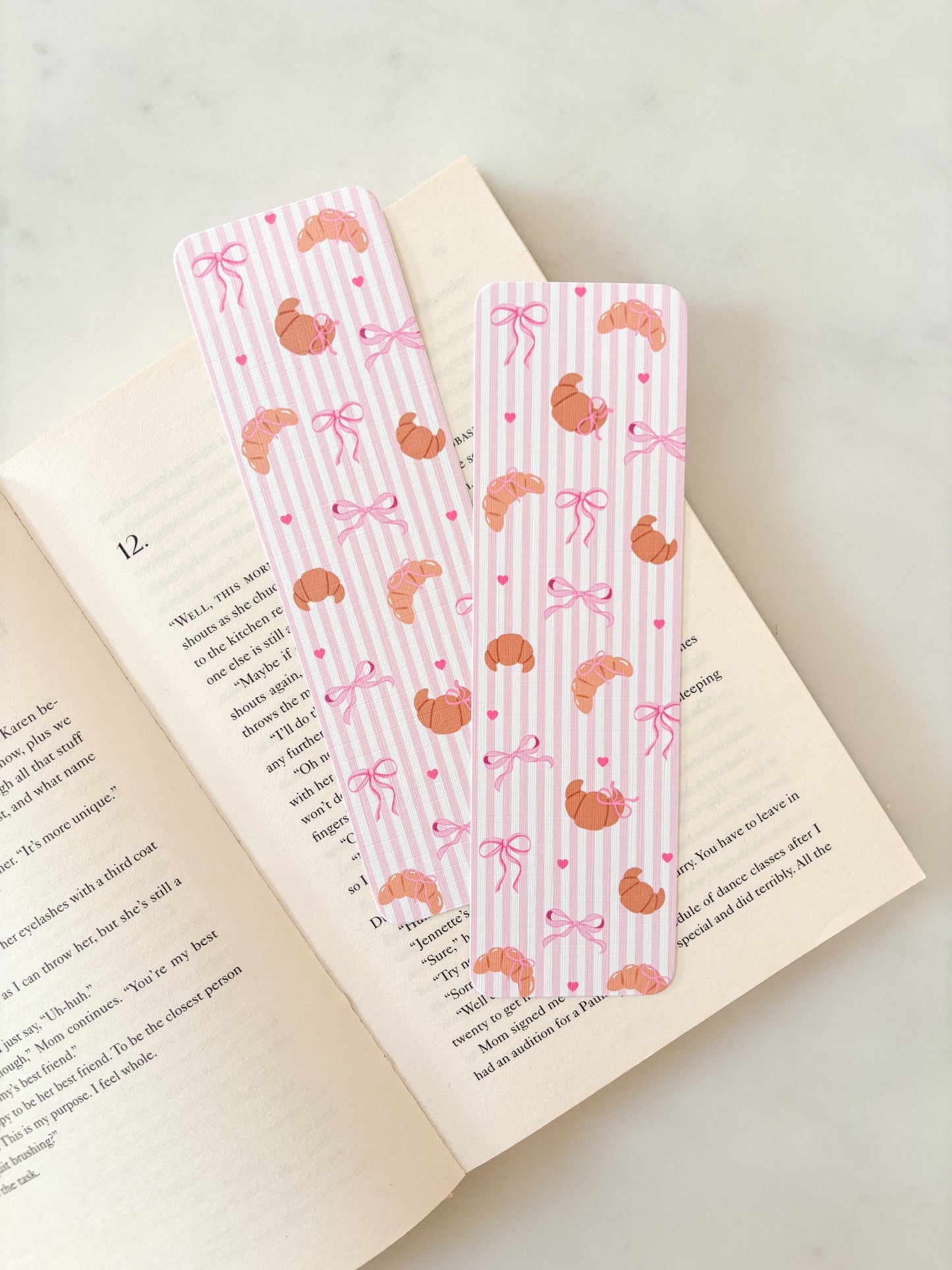 Girly Croissants Bookmark | Pastries and Bows