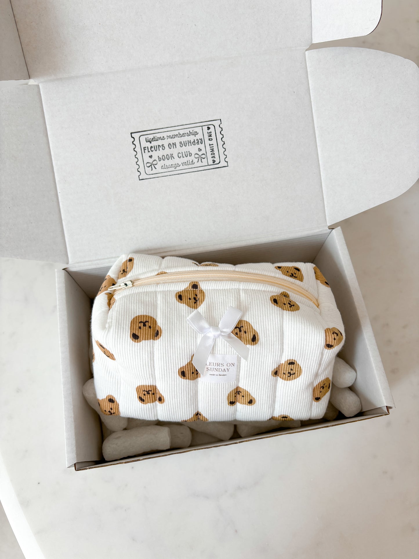 Cute Teddy Bear Quilted Makeup Pouch