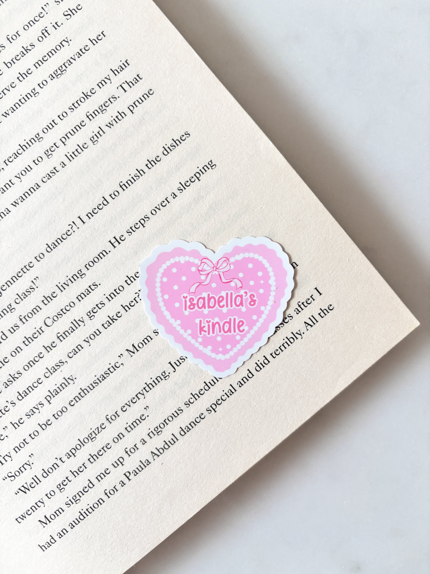 Personalised Name Sticker Pink Kindle Heart