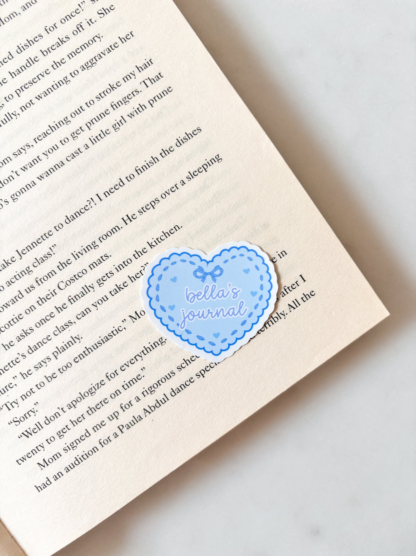 Personalised Name Sticker Blue Love Heart Journal