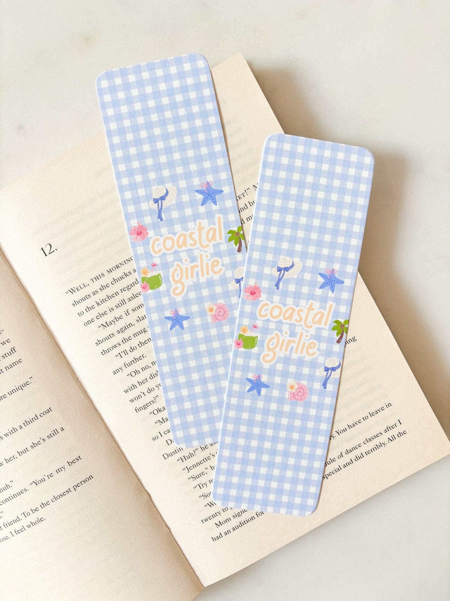 Coastal Girlie Gingham Bookmark