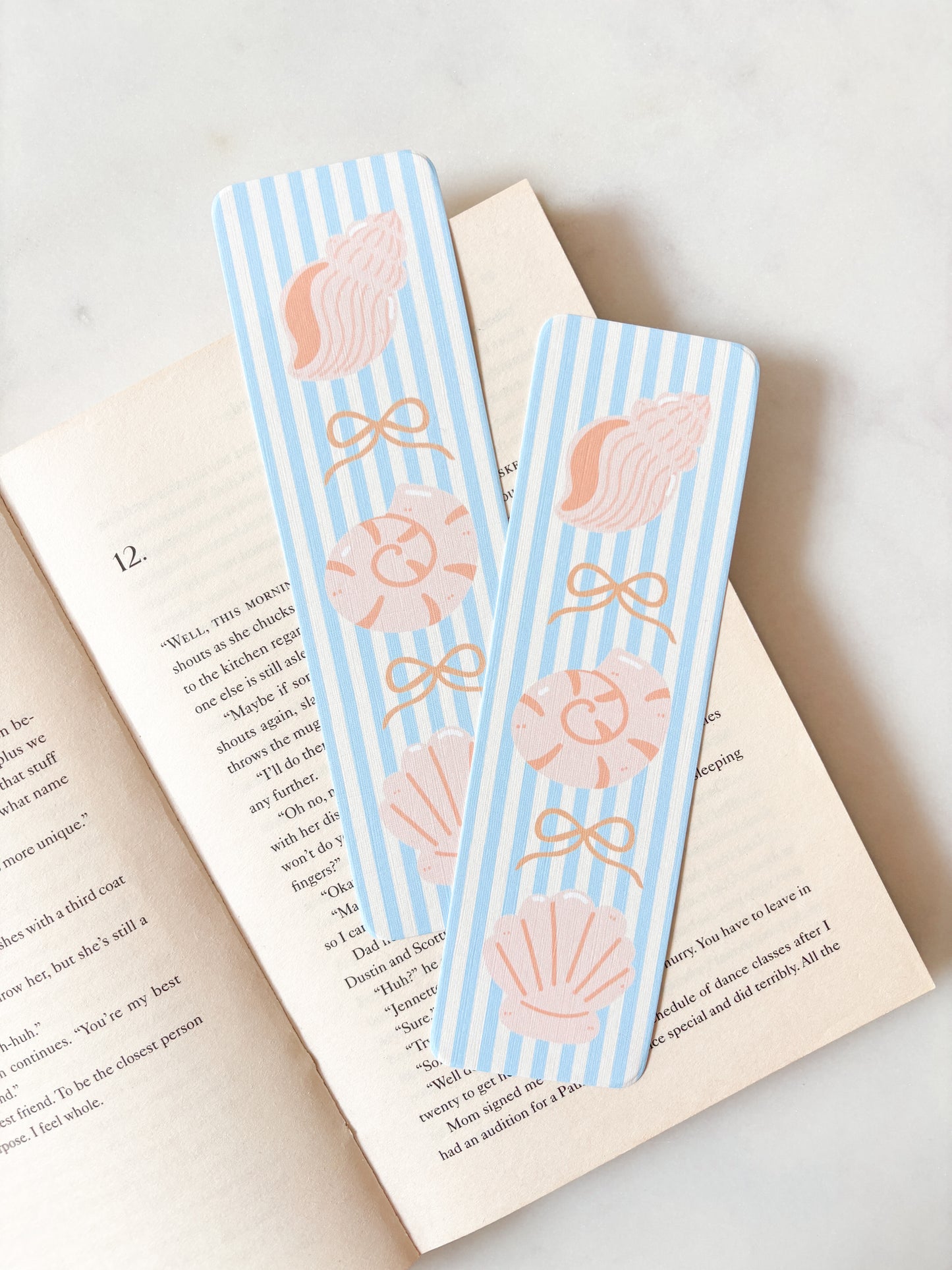 Teal Coquette Seashells Bookmark