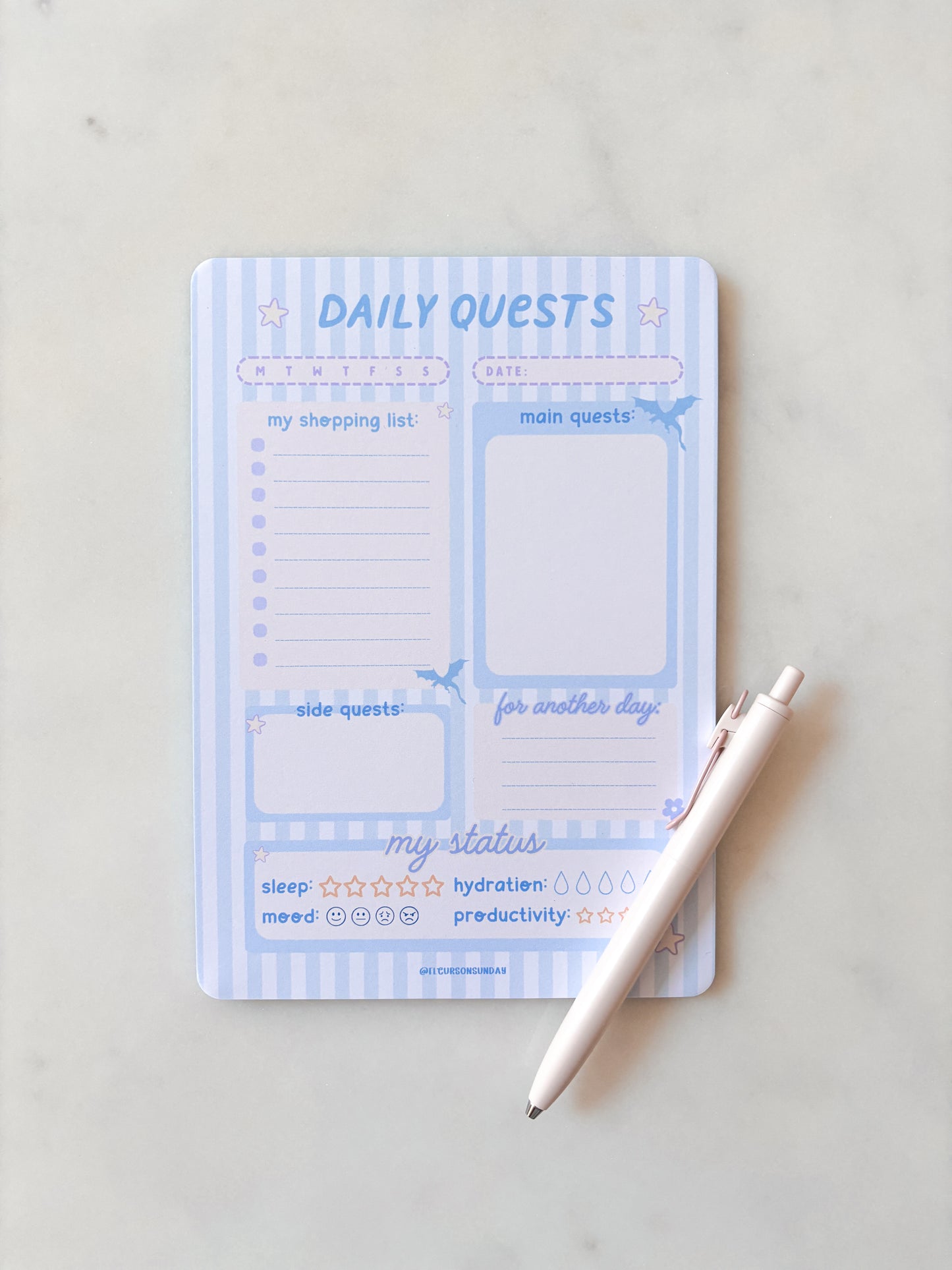 Daily Quests Planner Notepad | Daily Schedule A5 Notepad