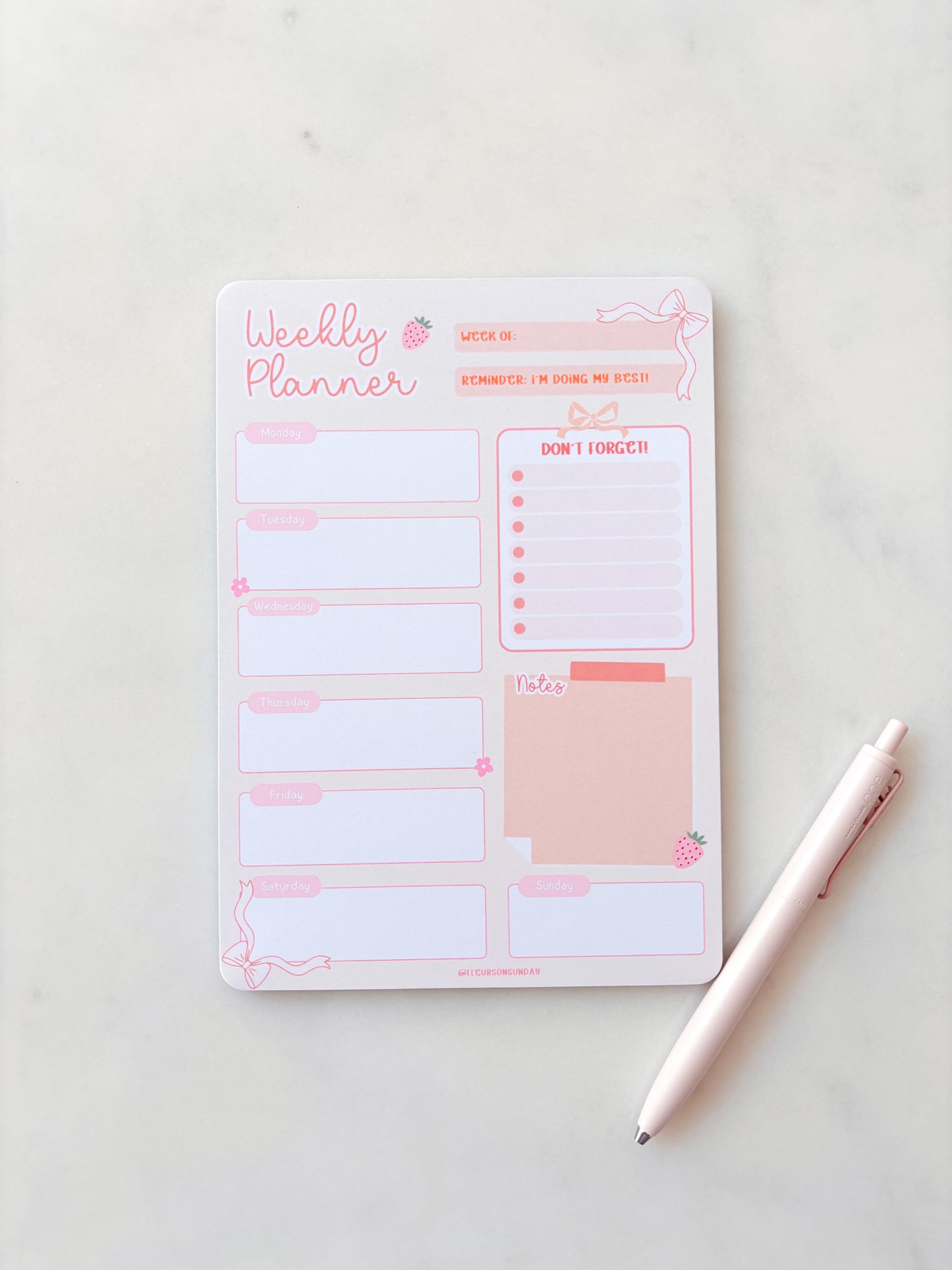 Peach Weekly Planner Notepad | Weekly Schedule A5 Notepad