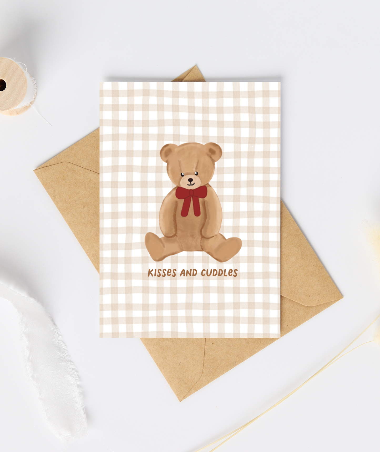 Kisses and Cuddles Teddy Bear Card