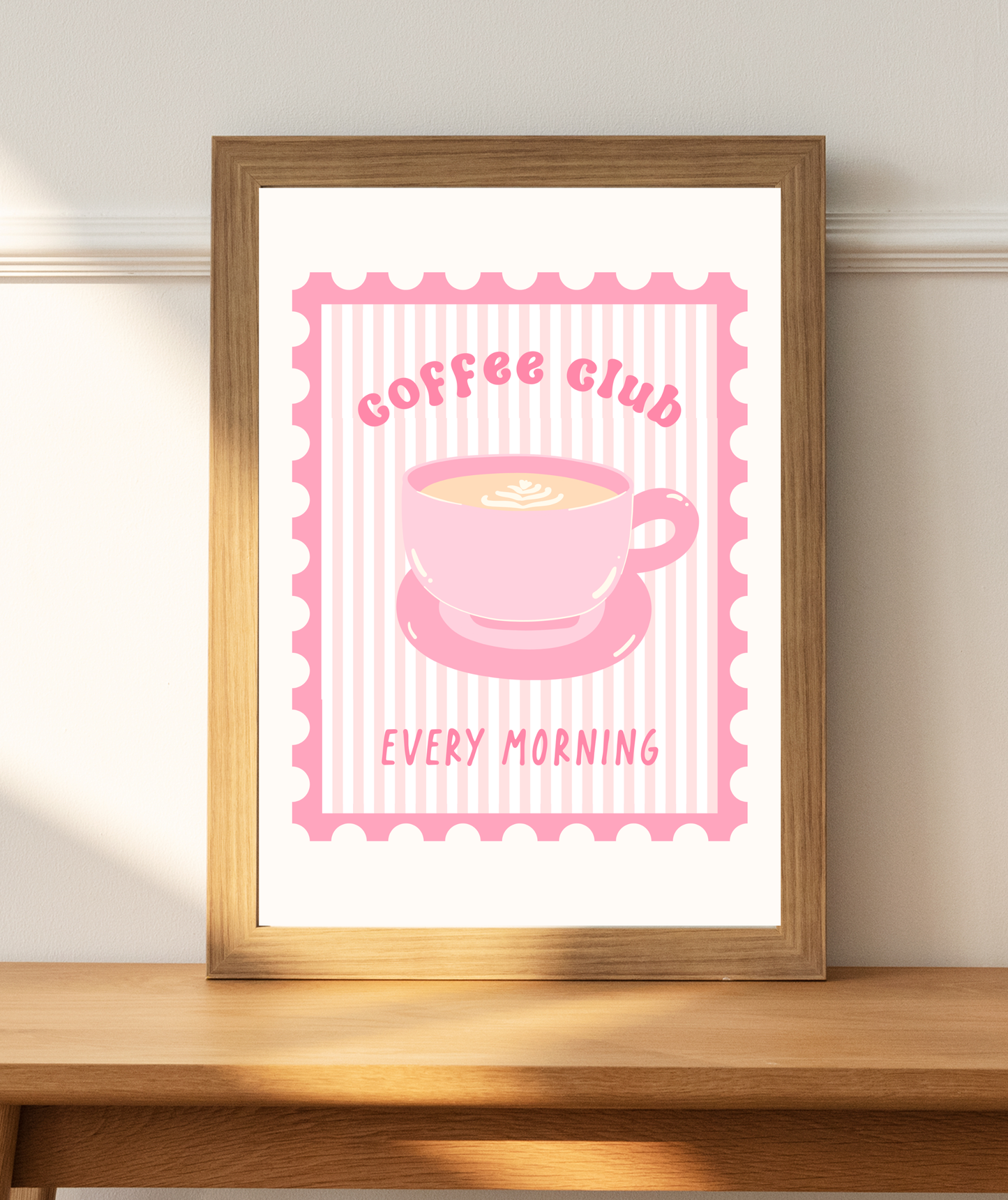 Coffee Club Pink Stamp Art Print