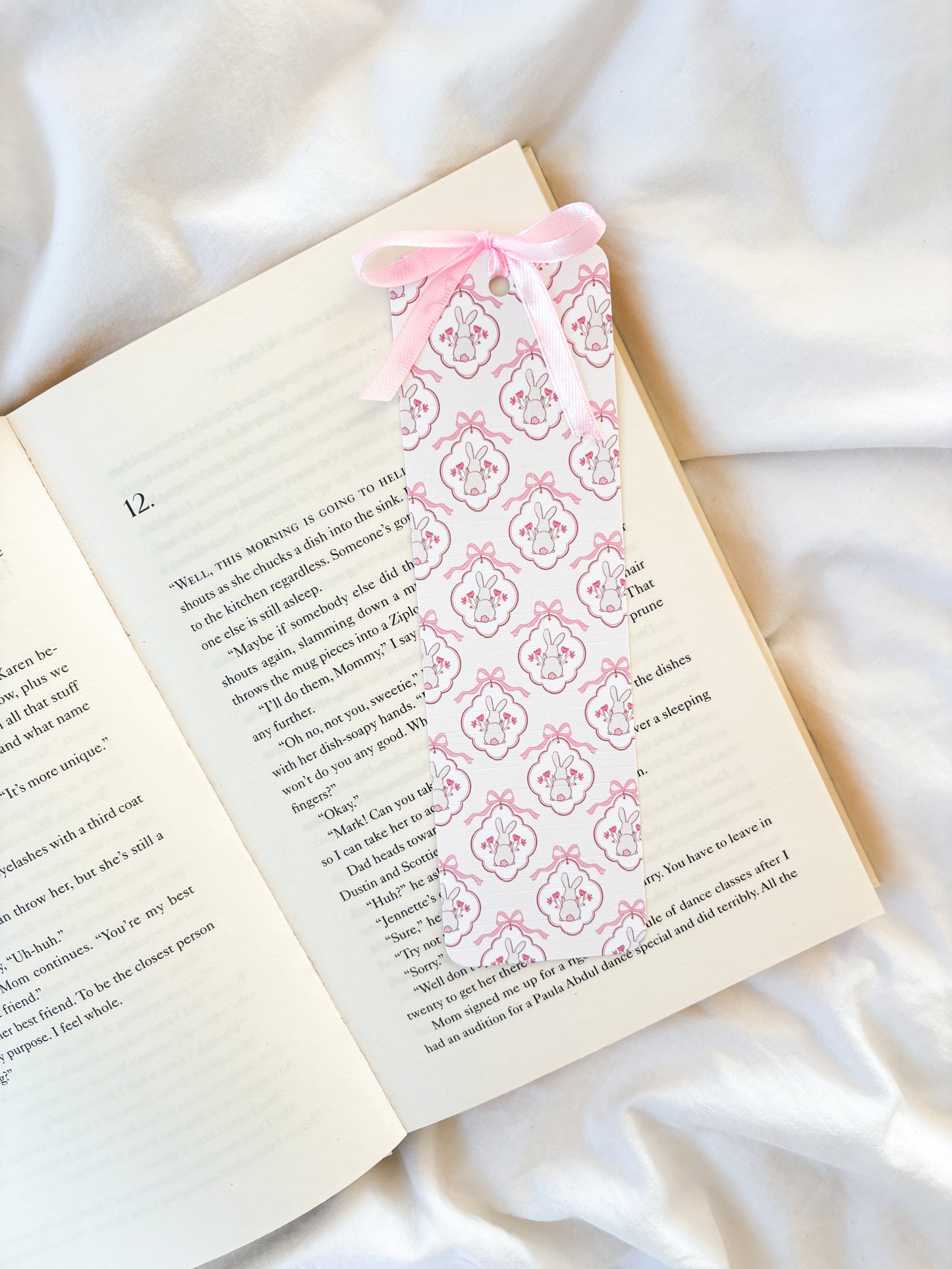 Coquette Bow Bunny Bookmark | Spring Rabbit Bookmark