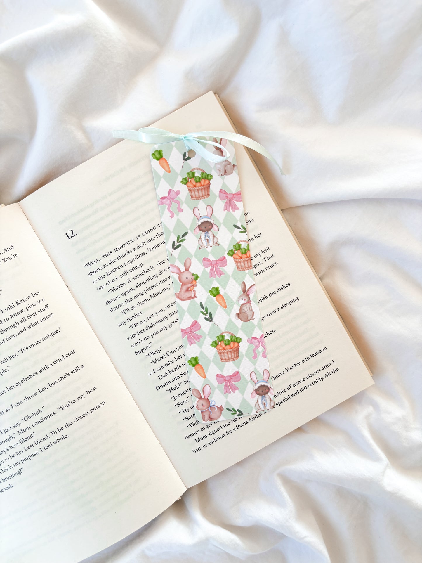 Pastel Green Spring Rabbit Bookmark