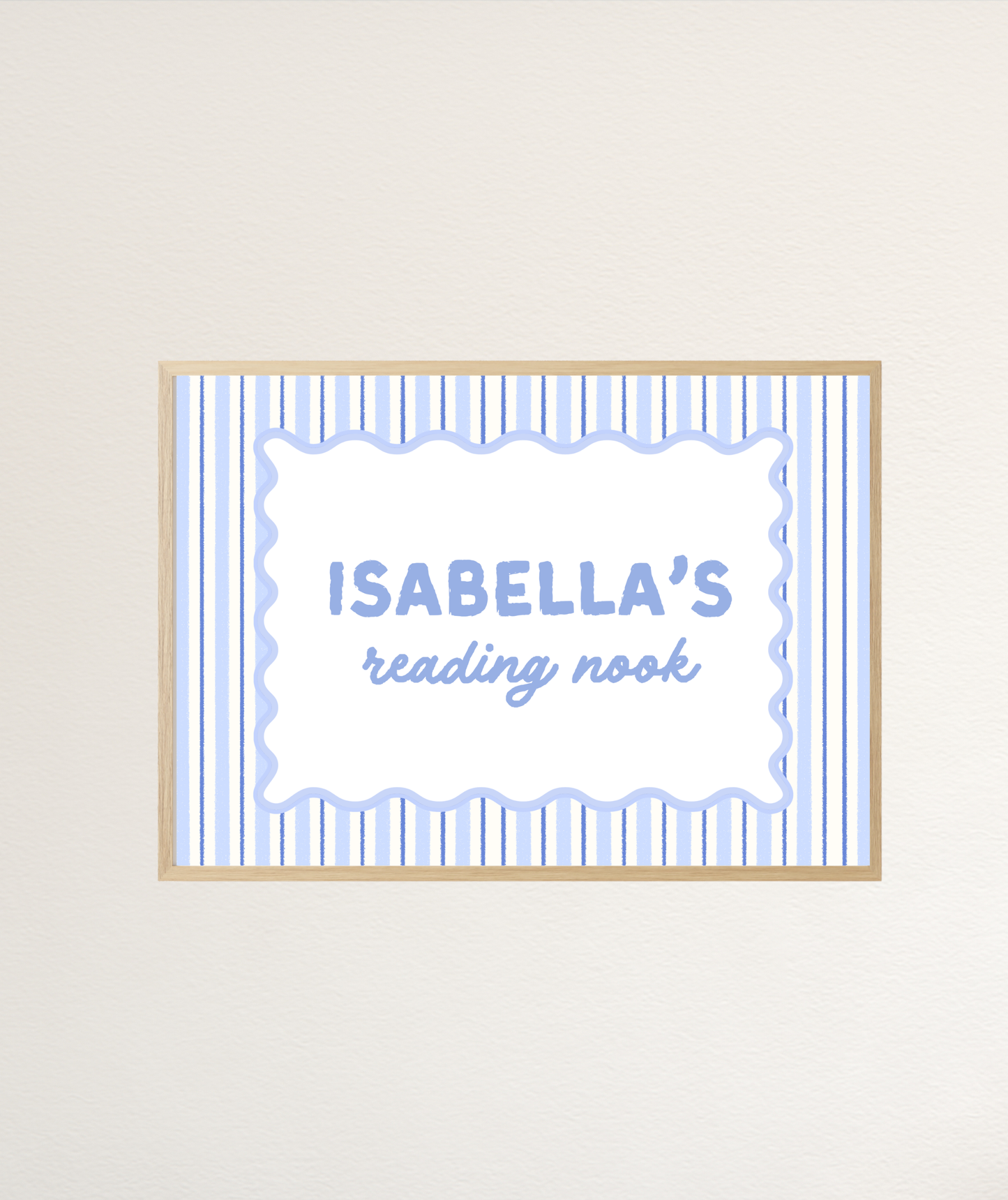 Blue Striped Name Personalisable Reading Nook Art Print