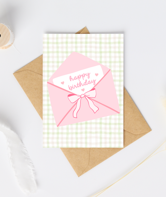 Cute Bow Happy Birthday Note Card