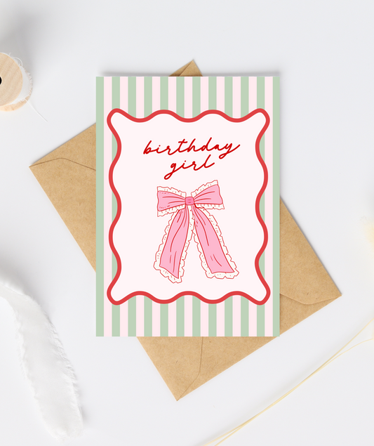 Coquette Bow Birthday Girly Card