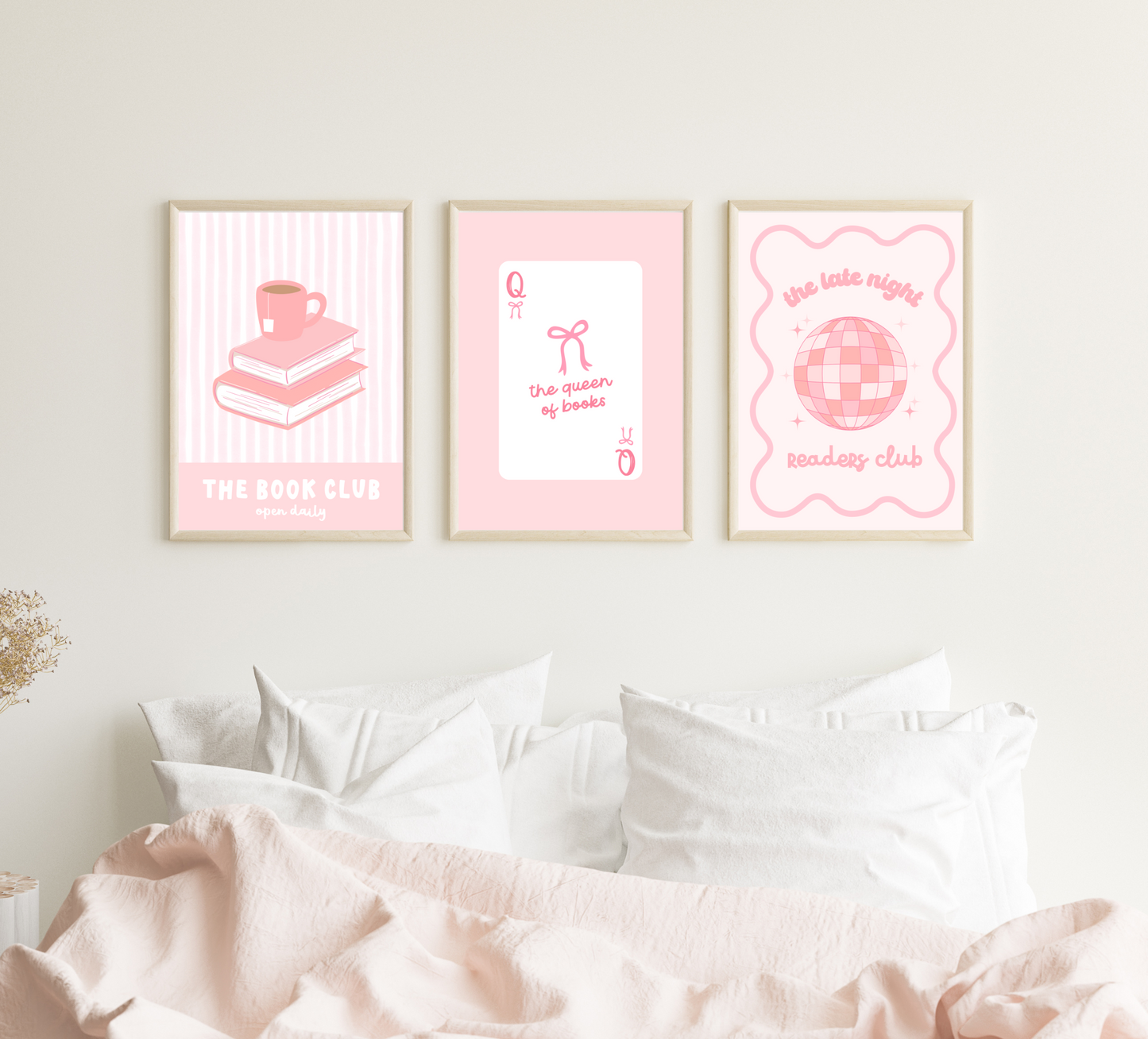 Girly Pink Book Club Art Print