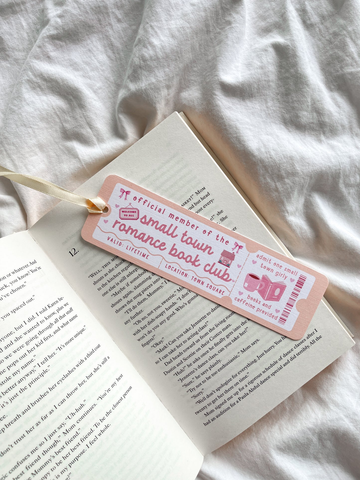 Small Town Romance Book Club Bookmark Ticket | Book Trope Bookmark