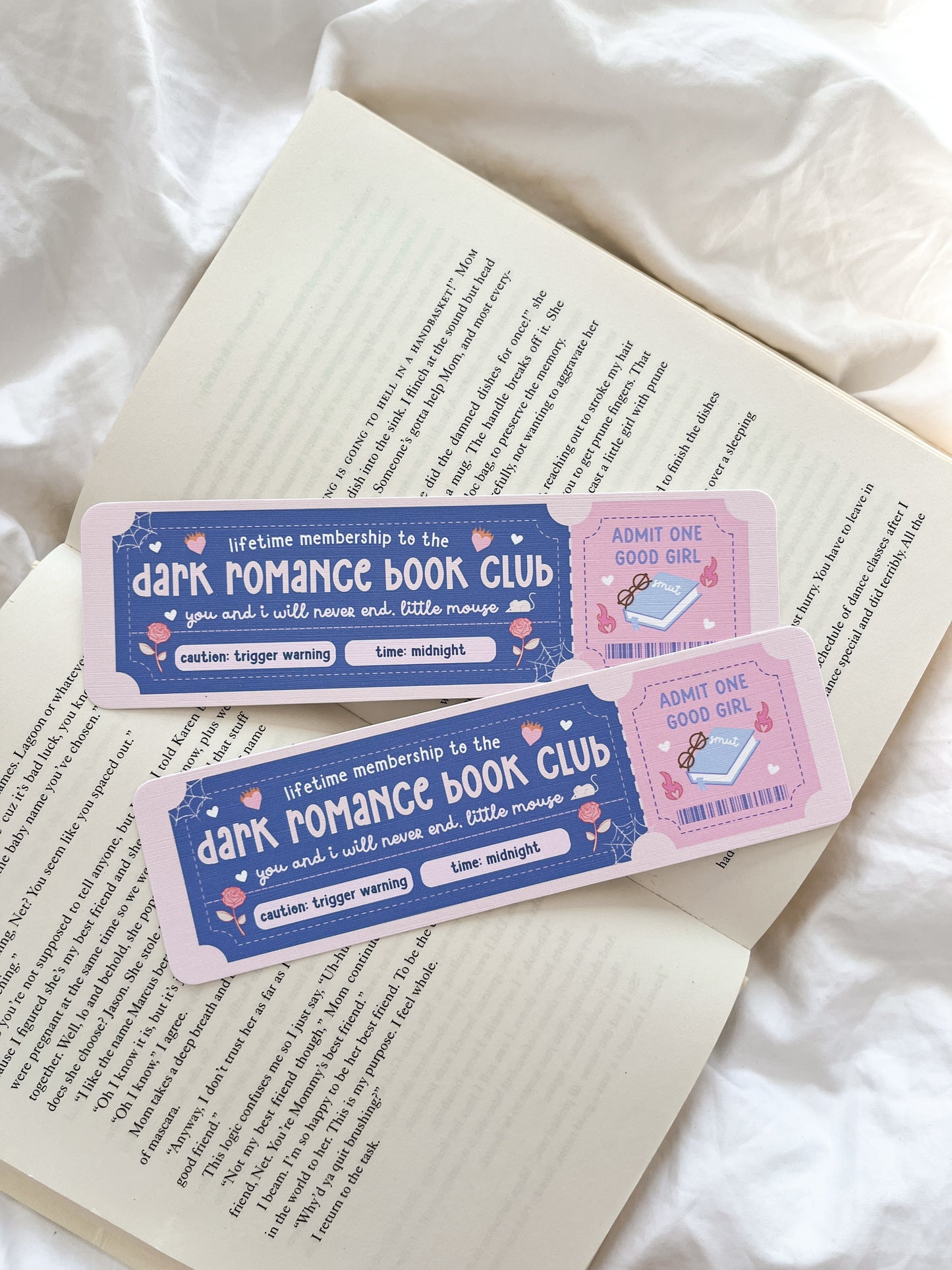 Dark Romance Book Club Bookmark Ticket | Book Trope Bookmark