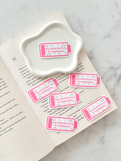 Social Battery Running Low Sticker