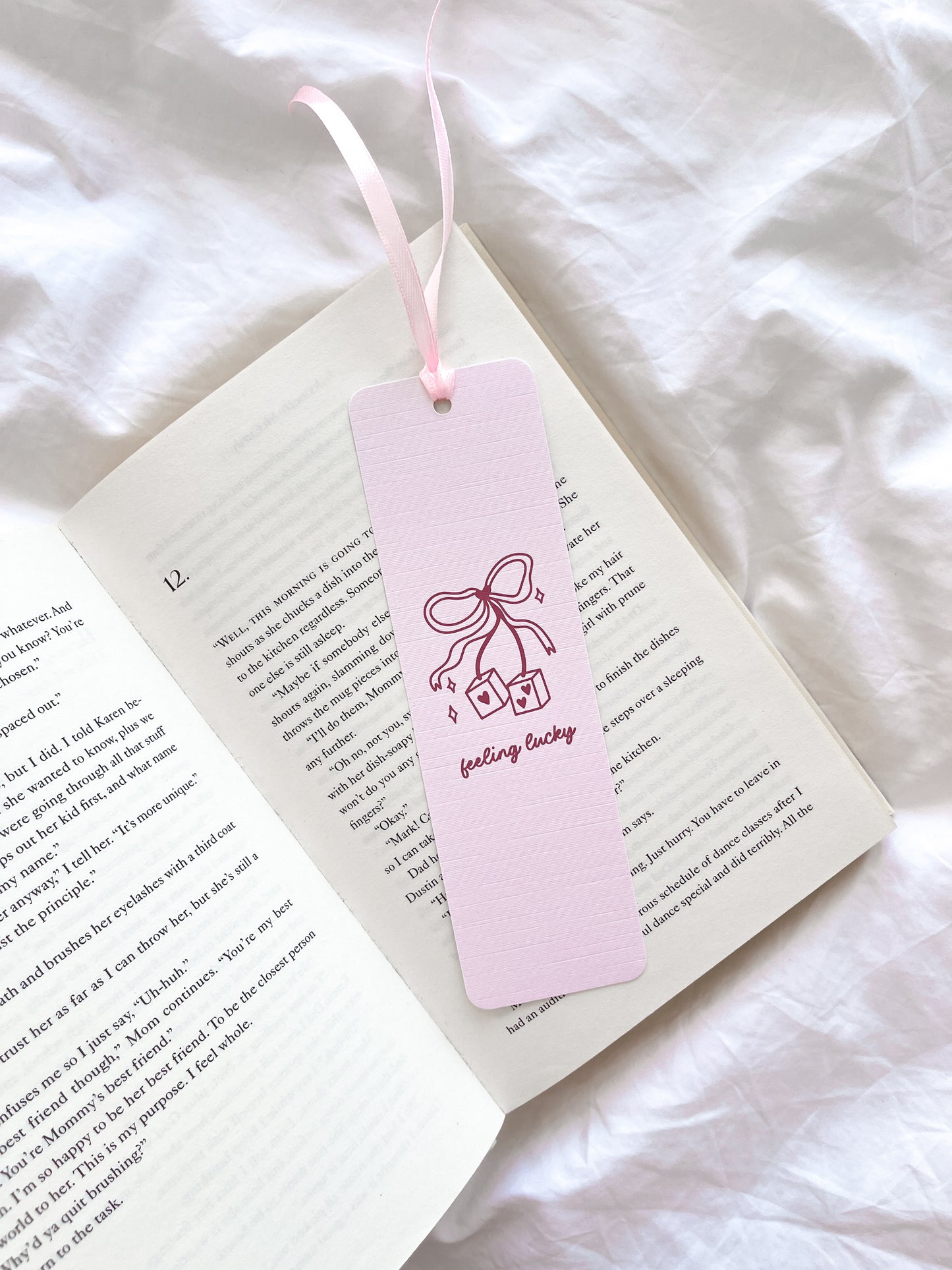 Feeling Lucky Bookmark | Coquette Bow Dice