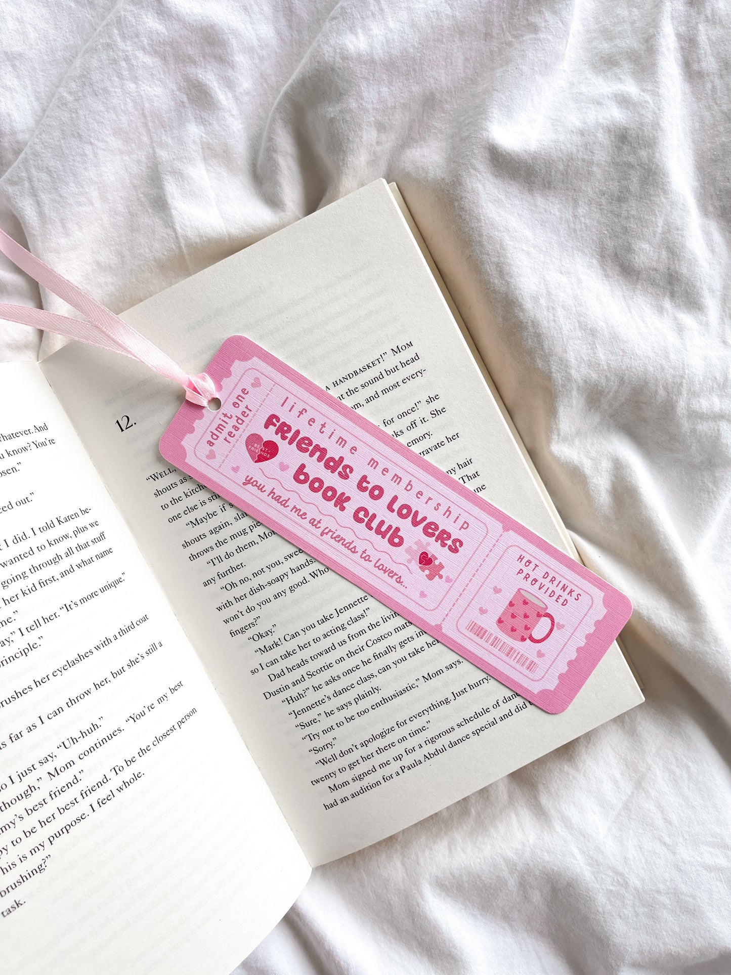 Friends to Lovers Book Club Bookmark Ticket | Book Trope Bookmark