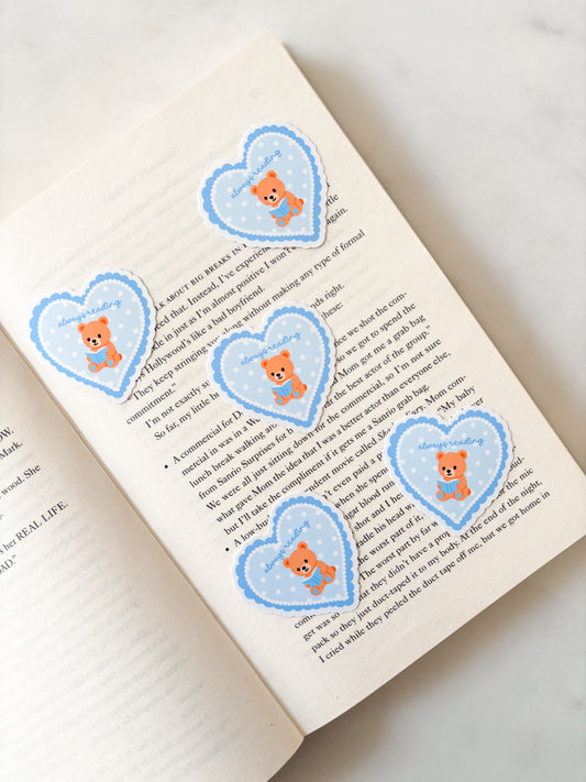 Always Reading Teddy Bear Sticker