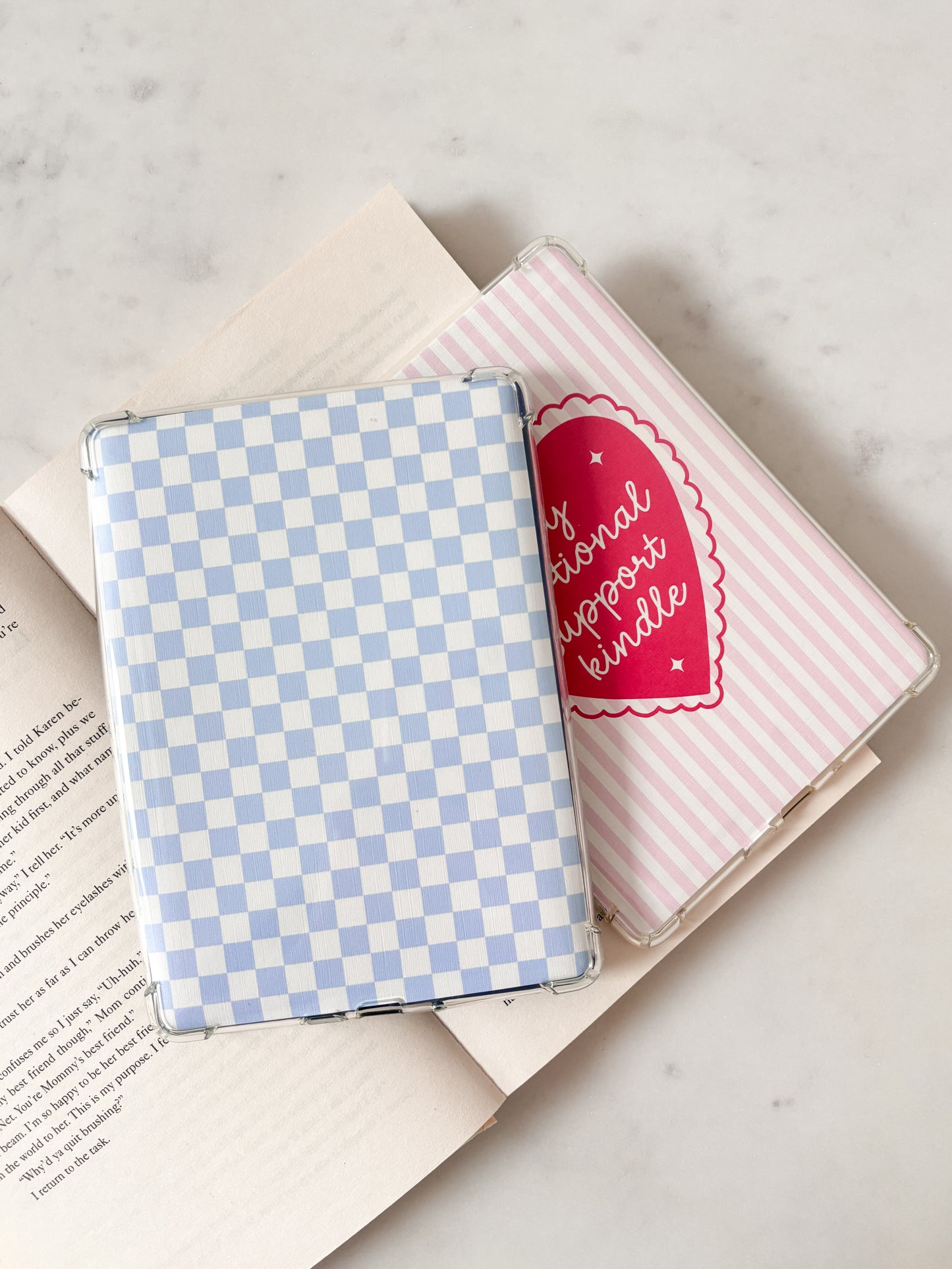 Blue Checkered Gingham Kindle Insert