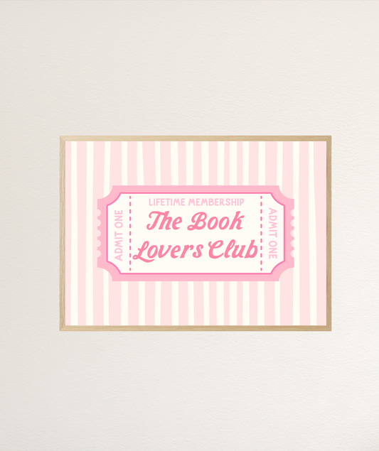 The Book Lovers Club Ticket Striped Art Print
