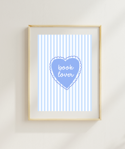 Book Lover Striped Art Print