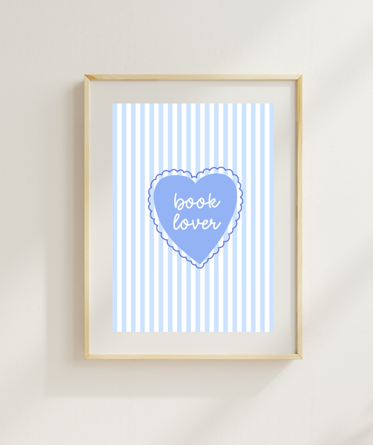 Book Lover Striped Art Print