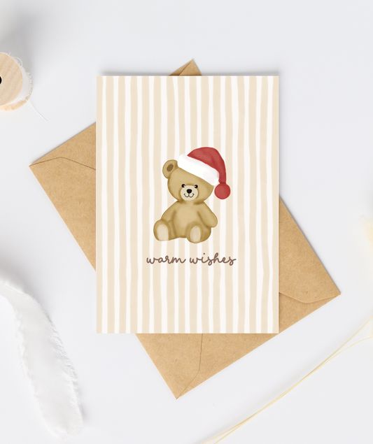 Teddy Bear Warm Christmas Wishes Card