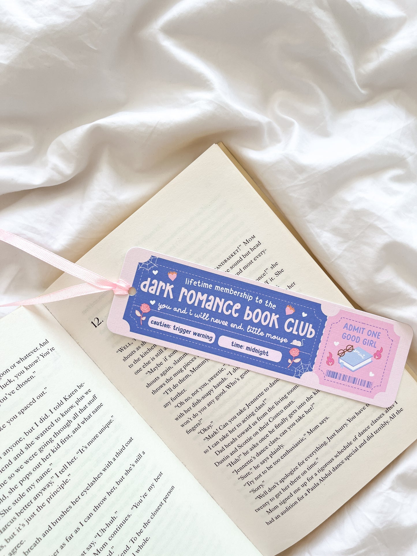 Dark Romance Book Club Bookmark Ticket | Book Trope Bookmark