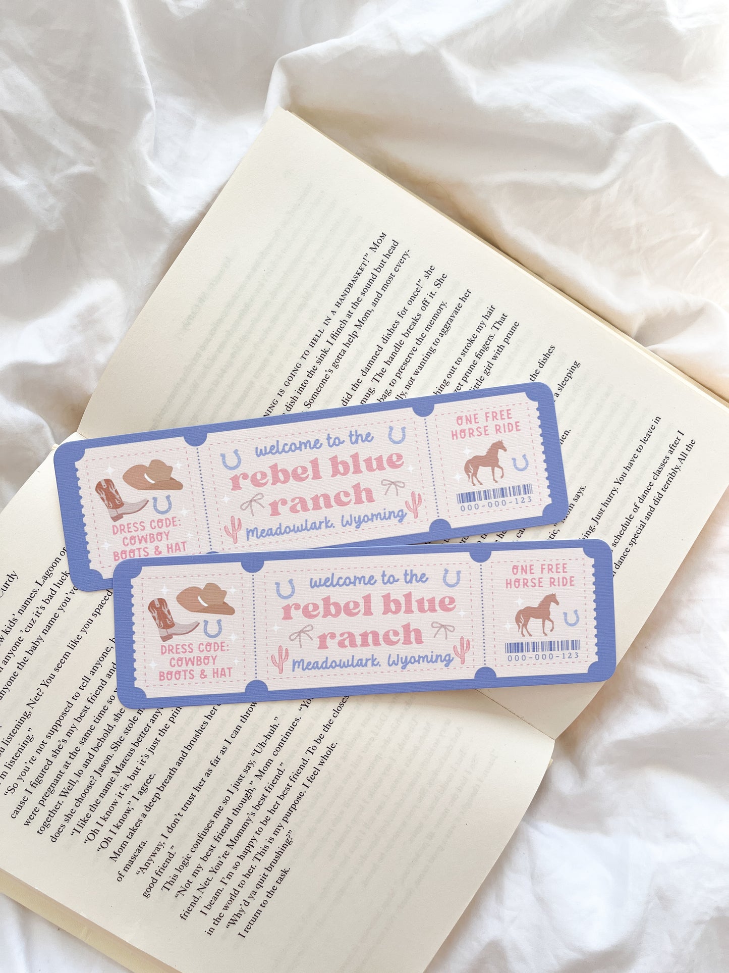 Rebel Blue Ranch Bookmark Ticket | Cowboy Romance Bookmark | Done and Dusted