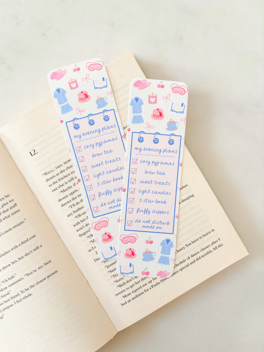 Cozy Evening Plans Checklist Bookmark