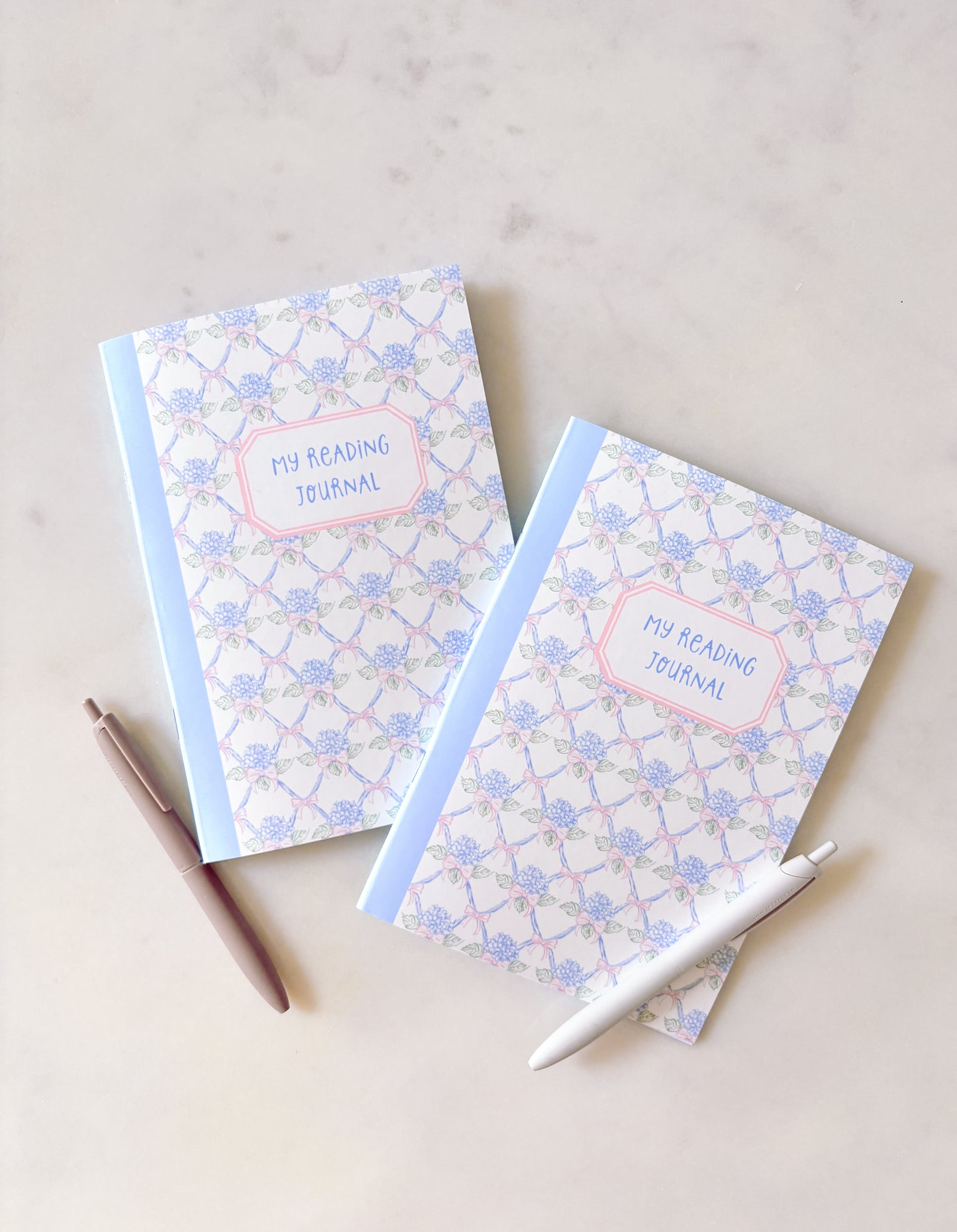 Blue Floral Reading Journal | A5 Book Review Notebook