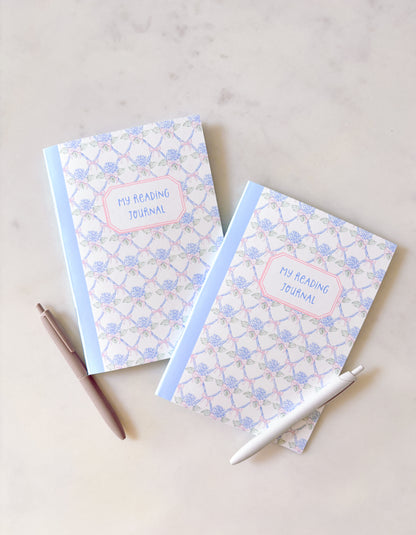 Blue Floral Reading Journal | A5 Book Review Notebook