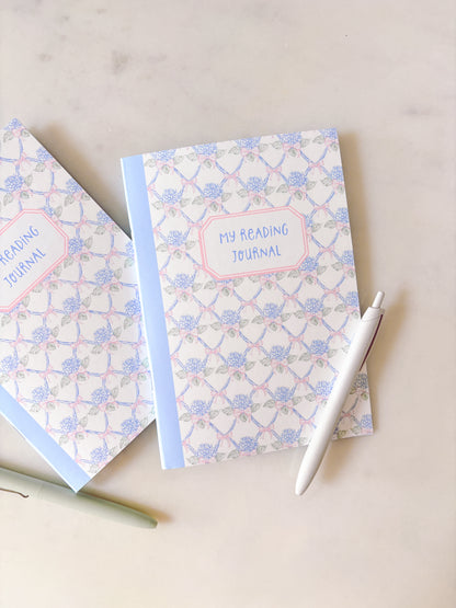 Blue Floral Reading Journal | A5 Book Review Notebook