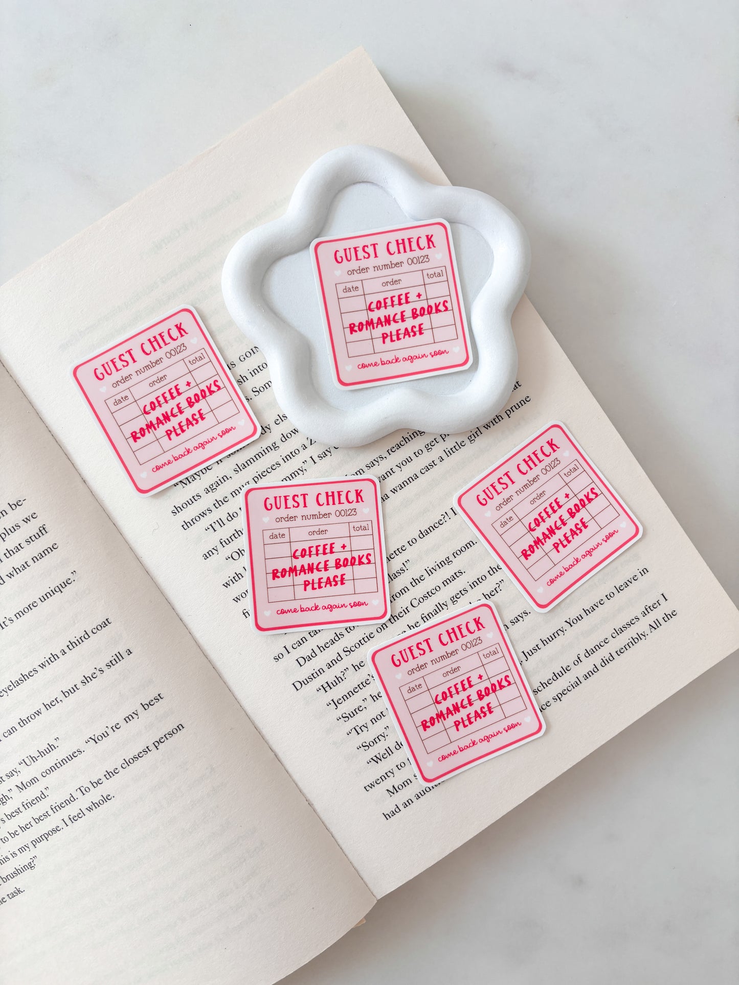 Guest Check Book Sticker | Coffee and Romance Books Sticker