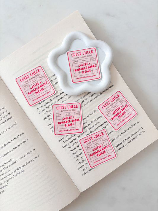 Guest Check Book Sticker | Coffee and Romance Books Sticker