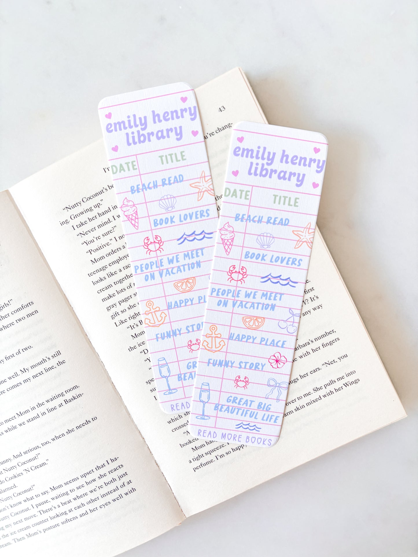 Emily Henry Library Card Bookmark