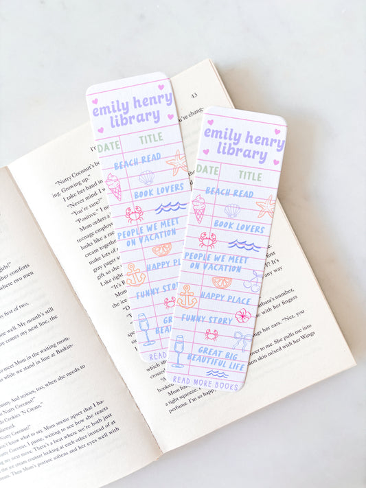 Emily Henry Library Card Bookmark