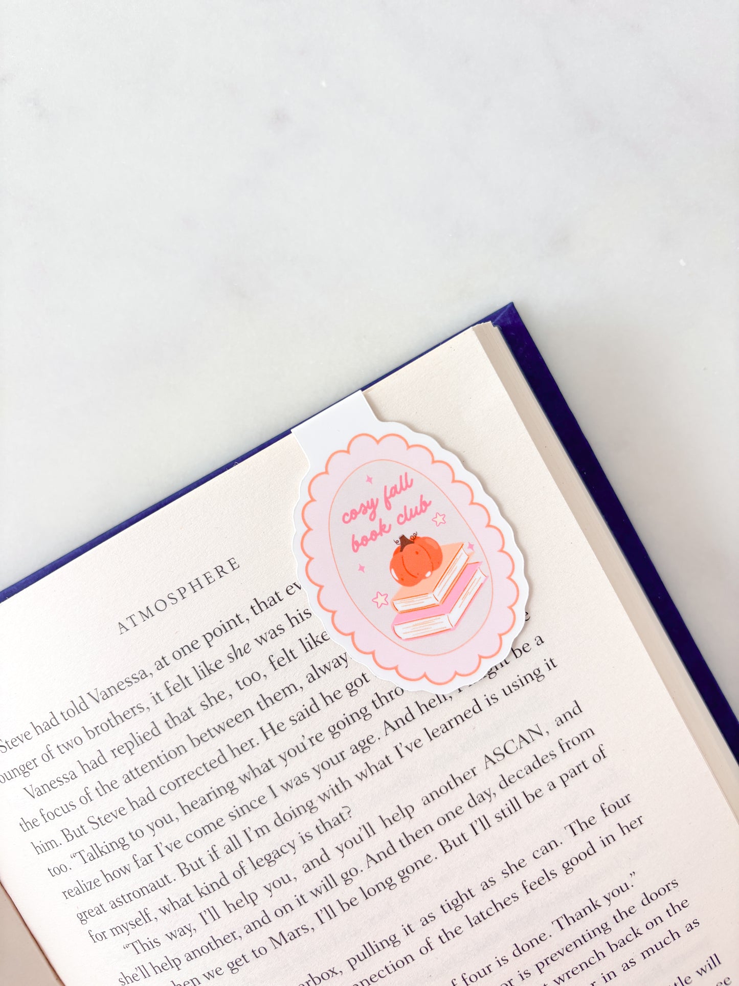 Cosy Fall Book Club Magnetic Bookmark | Cute Pumpkin Bookmark