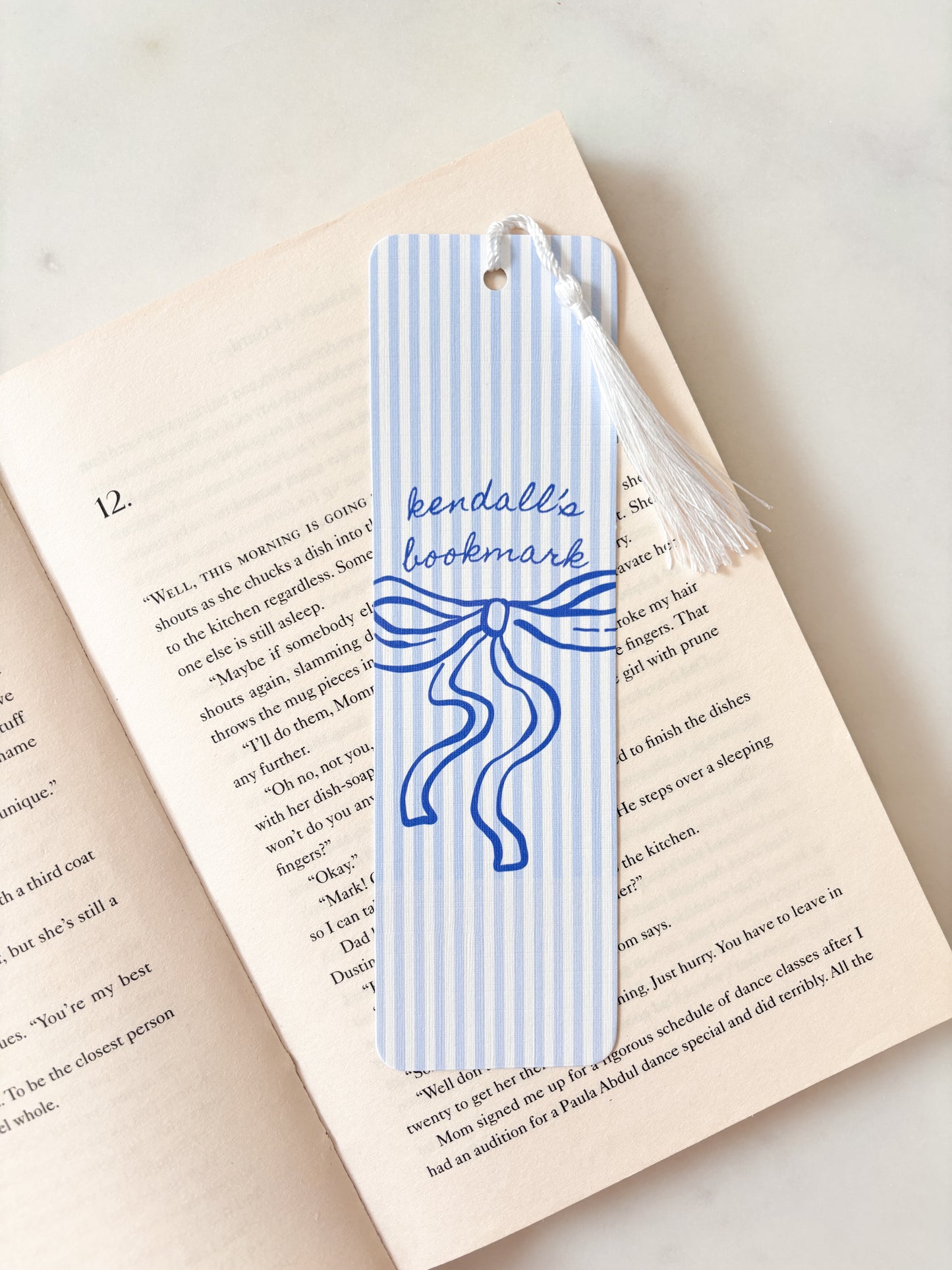 Blue Coquette Bow Personalised Name Bookmark