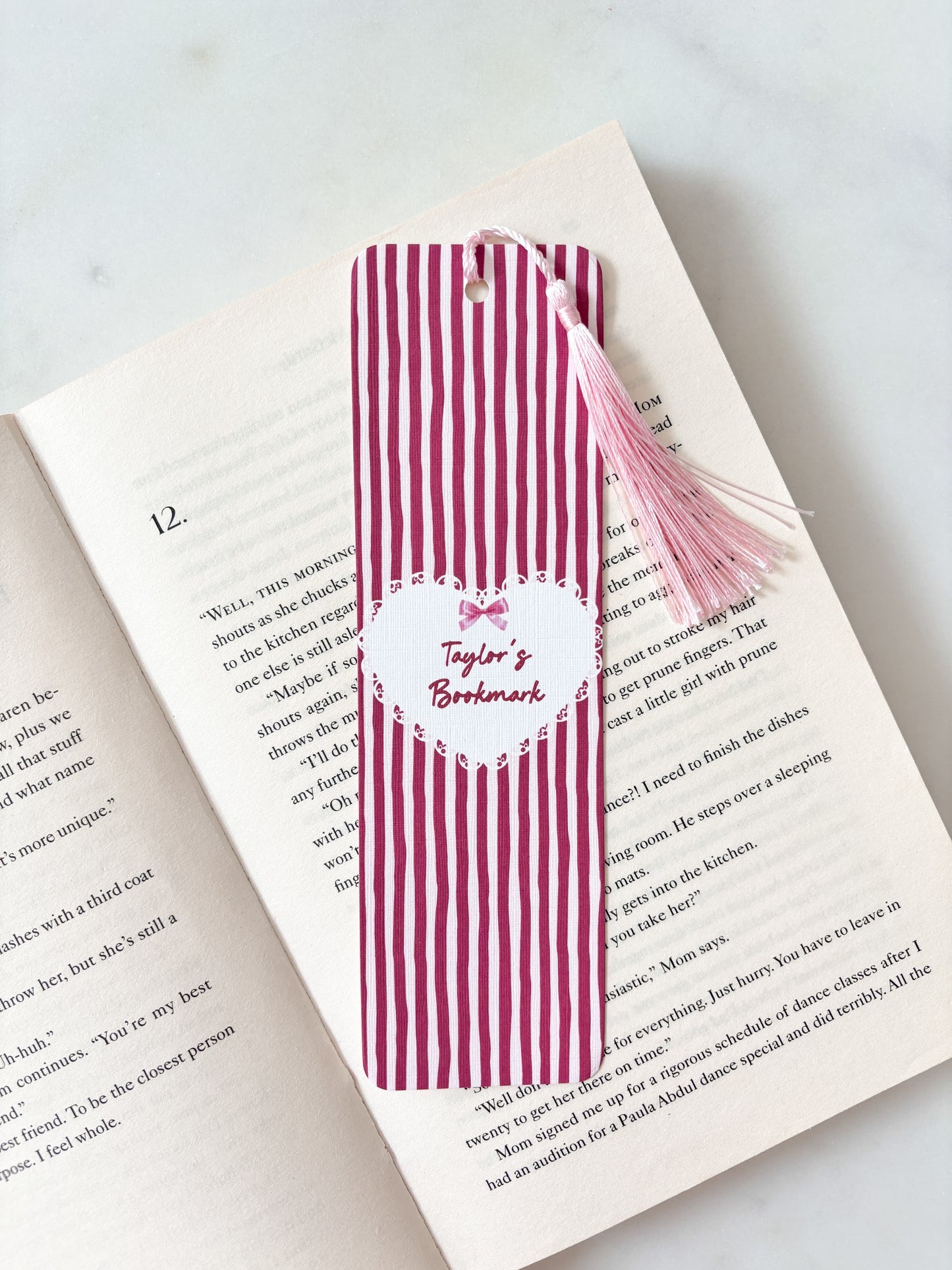 Striped Personalised Name Bookmark