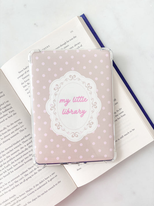 My Little Library Brown Polka Dots Kindle Insert | Cute E-Reader Insert